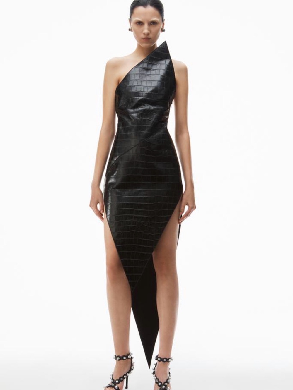 ALEXANDER WANG ASYMMETRIC STRAPLESS POINTED HEM DRESS